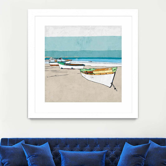 Lined Up Matted and Framed White 36x36 Wall Art|Œuvre d’art murale encadrée blanche et mate « Lined Up » 36 x 36