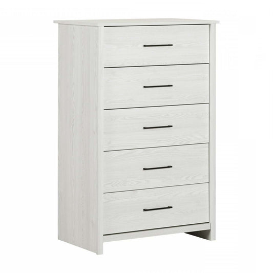 Commode Fernley 5 tiroirs - Pin blanc|Commode verticale Fernley à 5 tiroirs - pin blanc