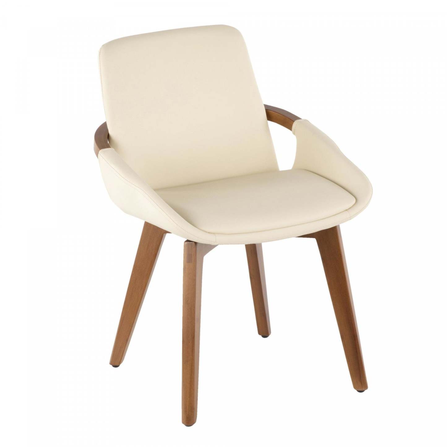 LumiSource Cosmo Faux Leather Mid-Century Dining Chair - Walnut/Cream|Chaise de salle à manger de style du milieu du 20e siècle Cosmo en similicuir - noyer et crème