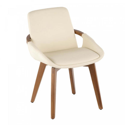 LumiSource Cosmo Faux Leather Mid-Century Dining Chair - Walnut/Cream|Chaise de salle à manger de style du milieu du 20e siècle Cosmo en similicuir - noyer et crème