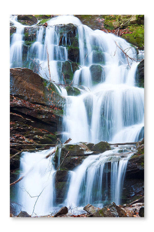 Cascades sur un ruisseau rocailleux d'automne, cadre mural et panneau de tissu 28 x 42 po | Cascades sur un ruisseau rocailleux d'automne 28 po x 42 po : Cadre d'art mural et panneau de tissu | D44GNEB7