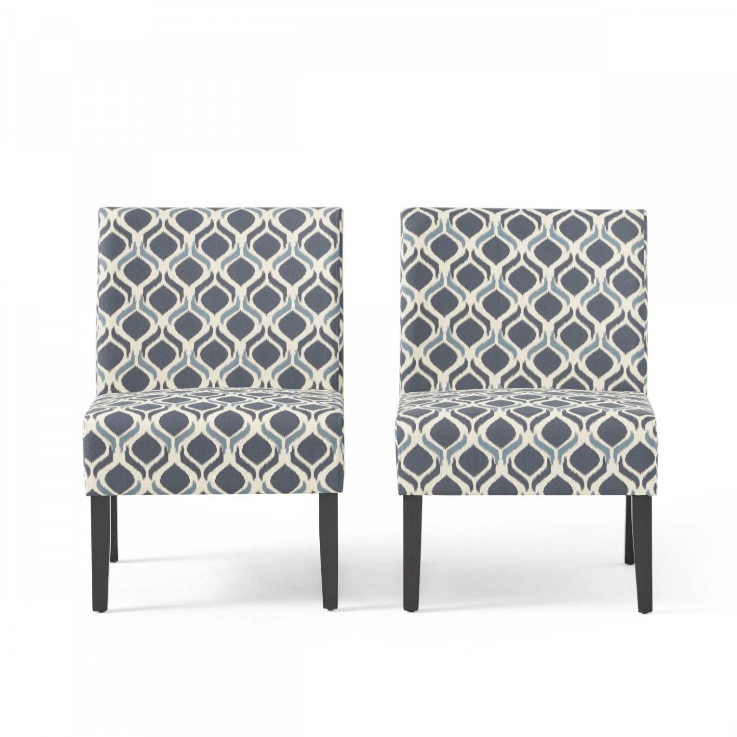 Oliver, ensemble de 2 chaises d'appoint en tissu d'apparence lin avec pieds en bois d'hévéa - Bleu | Lot De 2 Fauteuils D'appoint Oliver En Tissu aspect lin Avec Pieds En Bois D'hévéa - Bleu Et Multicolore