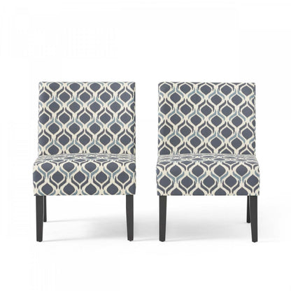 Oliver, ensemble de 2 chaises d'appoint en tissu d'apparence lin avec pieds en bois d'hévéa - Bleu | Lot De 2 Fauteuils D'appoint Oliver En Tissu aspect lin Avec Pieds En Bois D'hévéa - Bleu Et Multicolore
