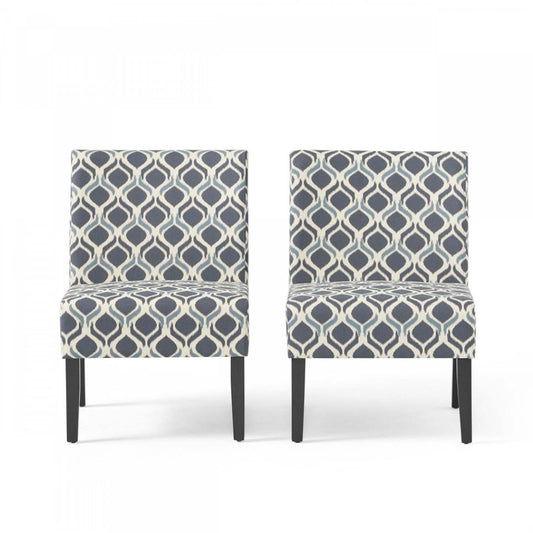 Oliver, ensemble de 2 chaises d'appoint en tissu d'apparence lin avec pieds en bois d'hévéa - Bleu | Lot De 2 Fauteuils D'appoint Oliver En Tissu aspect lin Avec Pieds En Bois D'hévéa - Bleu Et Multicolore