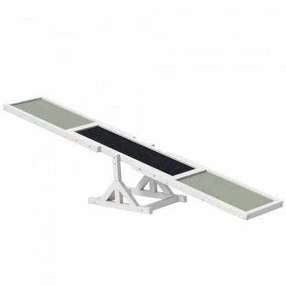 Pawhut Plateforme de Bascule en Bois pour Animaux Fournitures pour Animaux Résistants aux Intempéries Jouet de Jeu d'Agilité pour Chiens Blanc