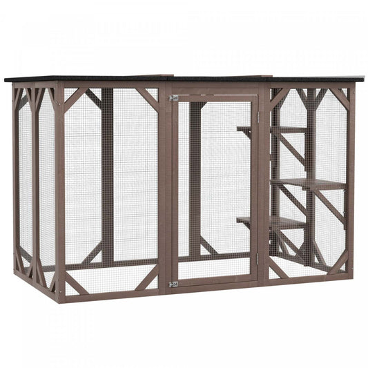 Pawhut Cage Pour Chat Intérieur Catio Enclos Extérieur Pour Chat Maison Pour Animaux Petits Enclos Pour Lapin, Chaton, |Pawhut Cage Pour Chat Maison D'extérieur En Bois Pour Chat Cage Intérieure Avec Toit En Asphalte, Pl