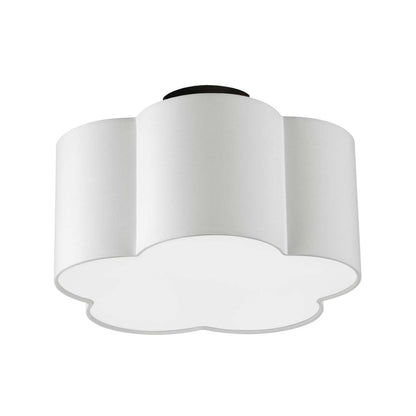 Dainolite Phlox 3 Light Flush Mount Small Matte Black White Shade Lamp|Petit plafonnier affleuré Phlox de Dainolite avec abat-jour blanc, finition noir mat et 3 ampoules