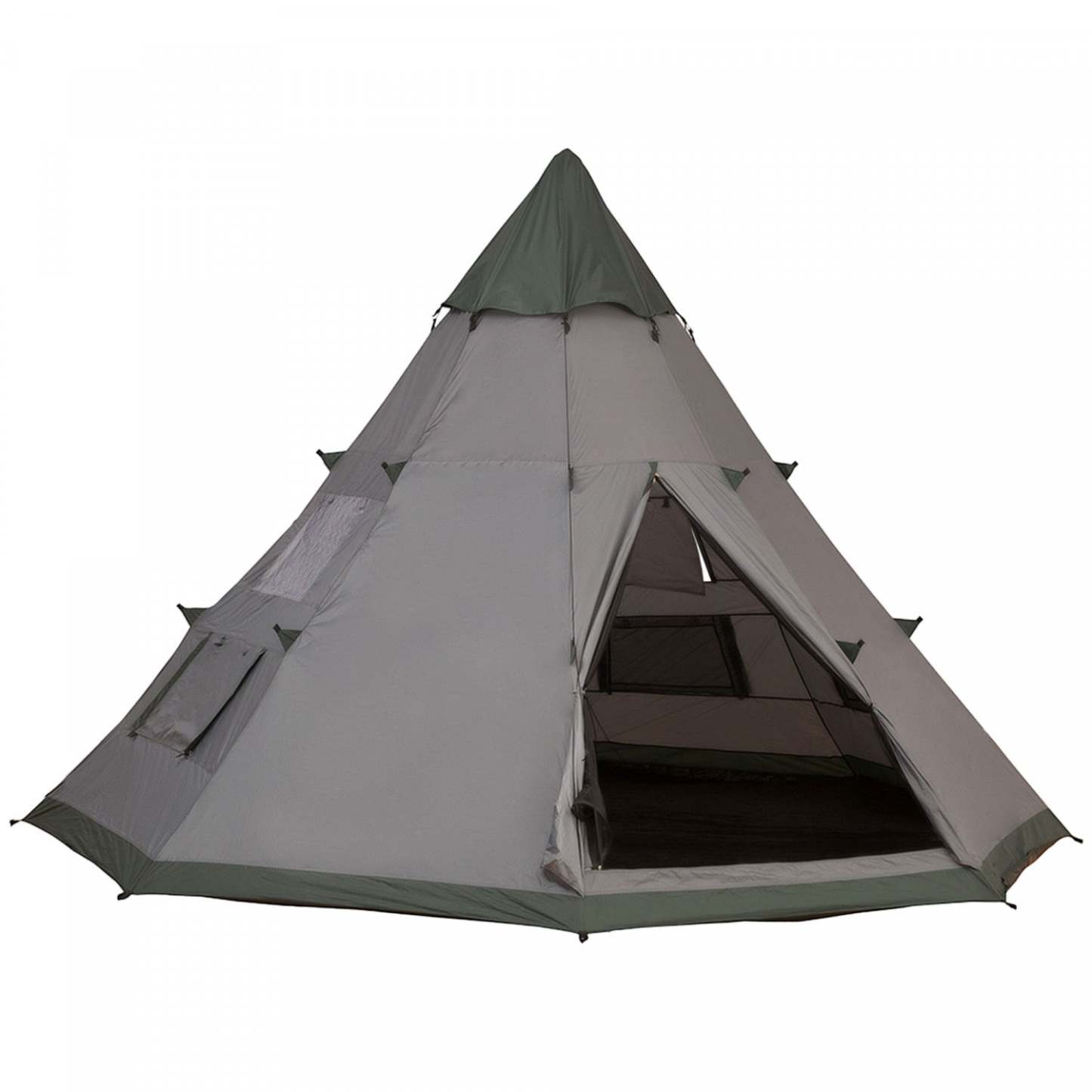 Tente tipi Outsunny 6 hommes, tente familiale de camping avec sac de transport, gris|Outsunny Tente Tipi 6 pers, tente de camping avec sac de transport, gris