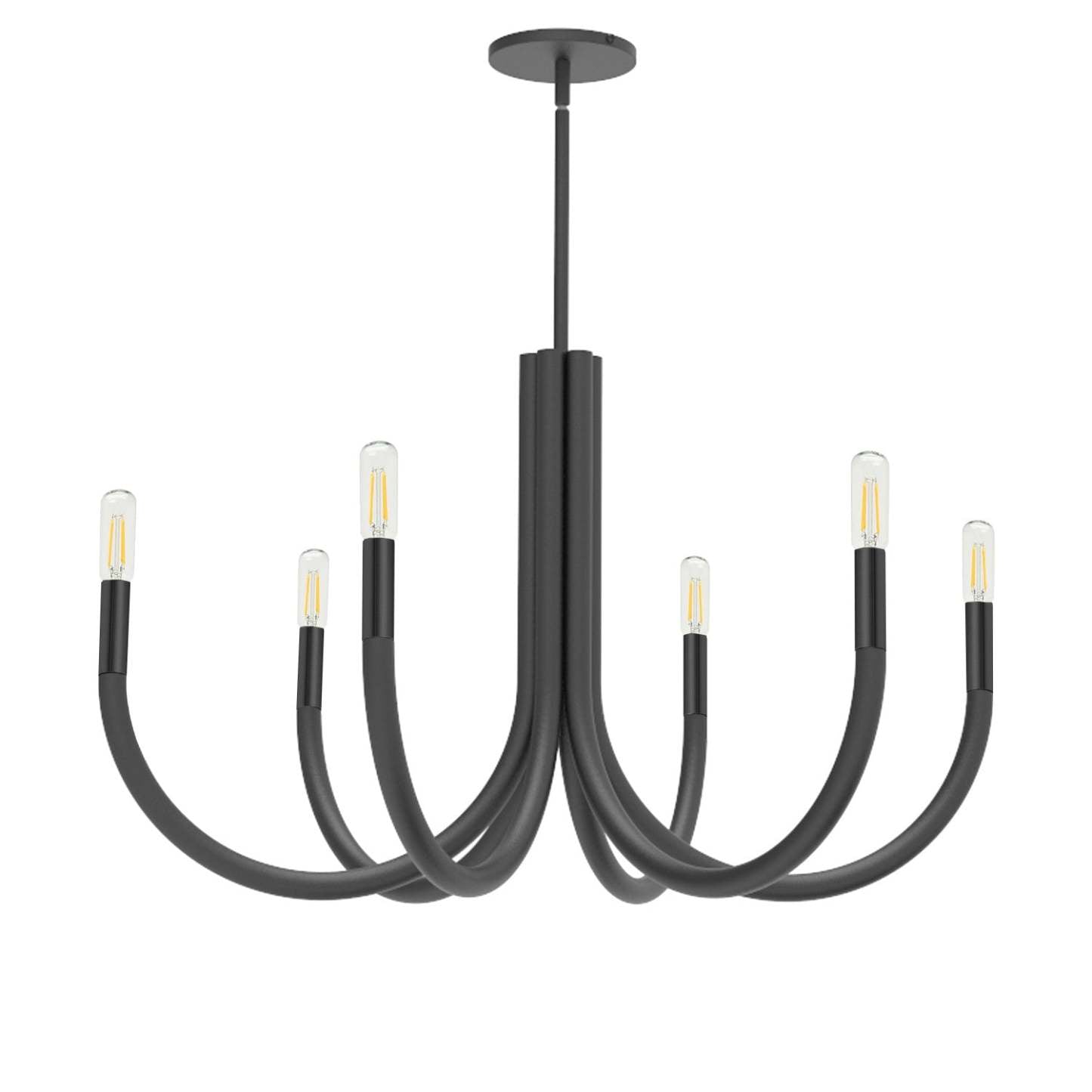 Dainolite Wand 6 Light Chandelier Matte Black Lamp|Lustre Wand de Dainolite avec fini noir mat et 6 ampoules