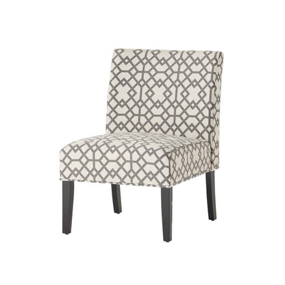 Chaise d'appoint Oliver en tissu d'apparence lin avec pattes en bois d'hévéa - gris et ivoire | Fauteuil D'appoint Oliver En Tissu aspect lin Avec Pieds En Bois Caoutchouc - Gris Et Ivoire