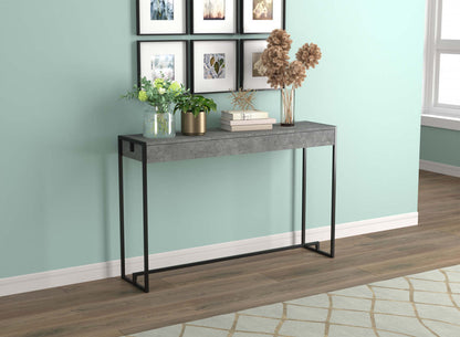 Table console 47" - Ciment foncé avec base en métal noir | Console de 47 po - ciment foncé avec base en métal noir