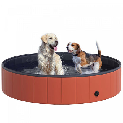 Pawhut Baignoire Pour Chien Pliable Piscine Portable Pour Animaux, Baignoire Pour Chiot D'extérieur/intérieur Avec Antidérapant|Pawhut D01-014rd Baignoire Pour Chien Pliable Pour Animal Domestique Piscine Pour Chiot Baignoire Fo