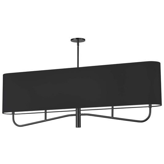 Dainolite Eleanor 4 Light Horizontal Chandelier Matte Black Black/White Shade Lamp|Lustre horizontal Eleanor de Dainolite avec abat-jour noir et blanc, fini noir mat et 4 ampoules