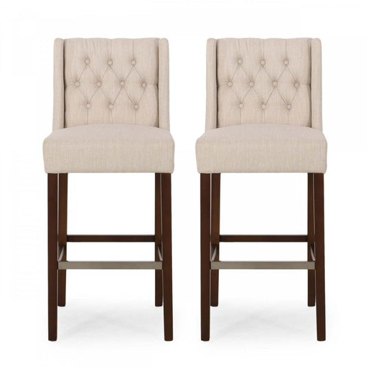 Ensemble de 2 tabourets de bar à hauteur de comptoir Bruce 30,5 avec pieds en métal et revêtement en tissu - Beige | Ensemble De 2 Tabourets De Bar Bruce De 30,5 Po – Hauteur Comptoir – Pattes En Métal Et Tissu Rembourre - Beige
