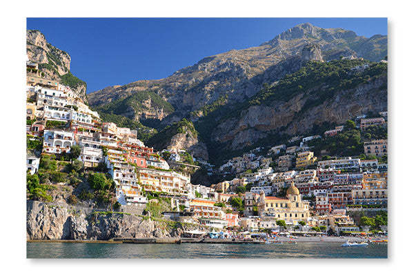 Vue pittoresque du village de Positano, Italie 24 po x 36 po : Cadre d'art mural et panneau de tissu|D44G6ULE