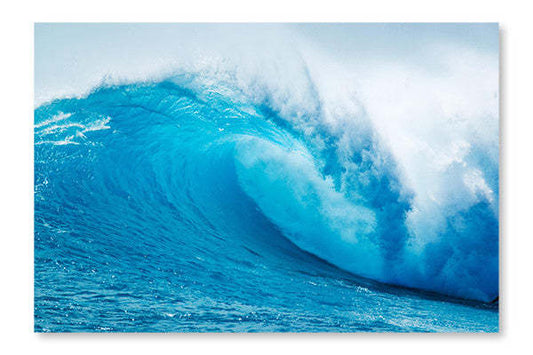 Magnifique cadre d'art mural et panneau en tissu Blue Ocean Wave 24 x 36 | Belle vague océanique bleue 24 po x 36 po : Cadre d'art mural et panneau de tissu|D44G83P3