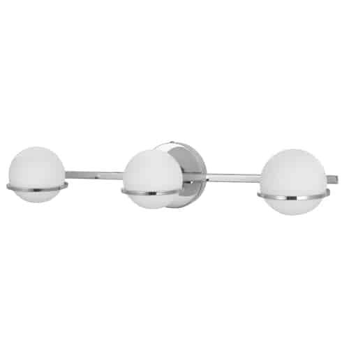 Dainolite Sofia 3 Light Vanity Light Polished Chrome Finish White Glass Lamp|Lumière de coiffeuse Sofia de Dainolite en verre blanc, avec fini chromé poli et 3 ampoules