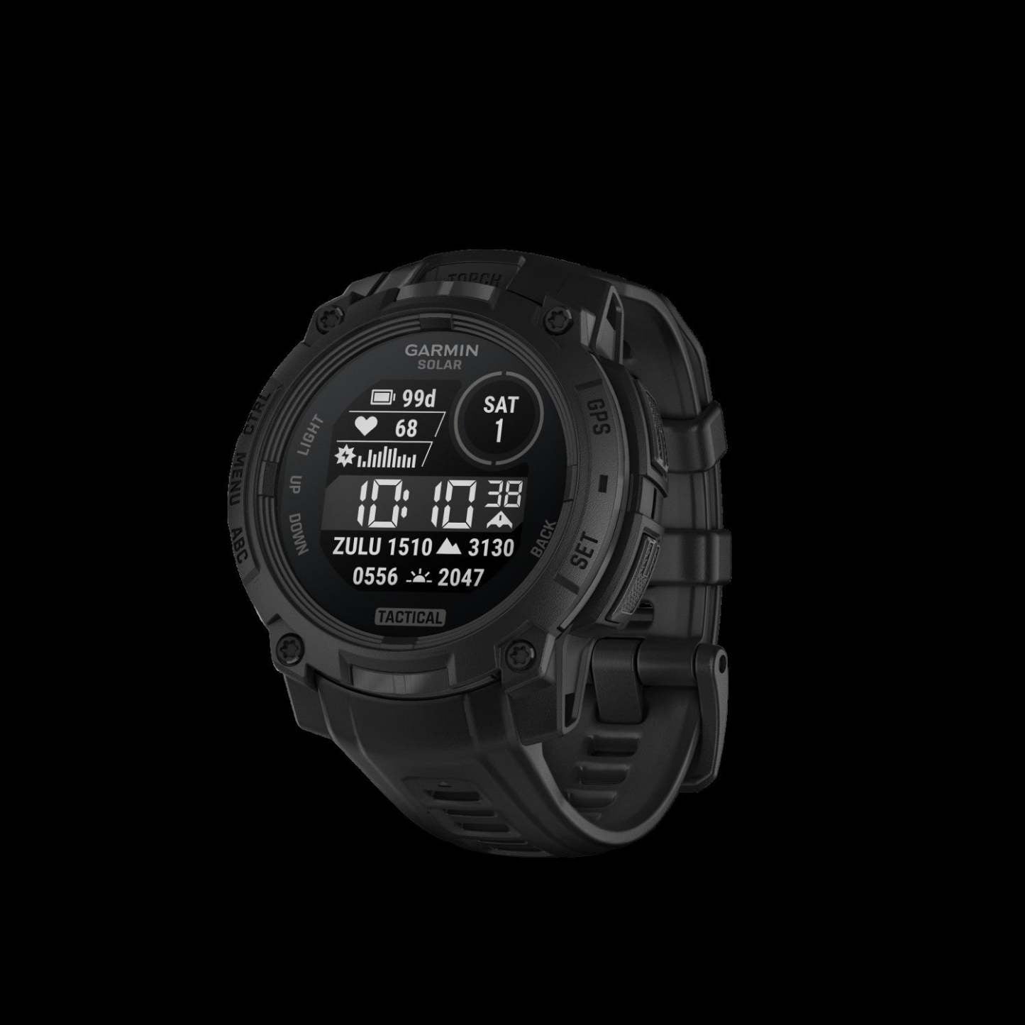 Garmin Instinct 3 45mm - Solaire Tactique, Noir, Gps, Lampe de Poche Led, Mil-std-810, 40j Batterie