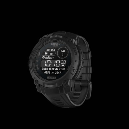 Garmin Instinct 3 45mm - Solaire Tactique, Noir, Gps, Lampe de Poche Led, Mil-std-810, 40j Batterie