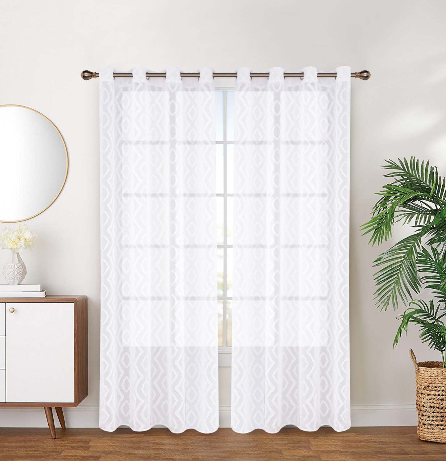 Paire de panneaux de rideaux blancs à oeillets Diamond - 54x95|D258WIX4