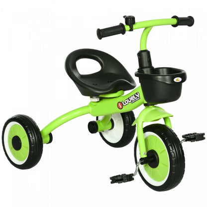 Qaba Tricycle Pour Enfants Filles Et Garçons De 2 À 5 Ans, Vélo Pour Tout-Petits Avec Siège Réglable, Panier, Be