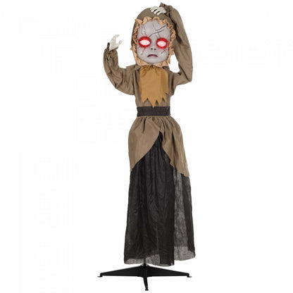 Homcom Halloween Doll Animatronic Prop With Light Up Eyes For Party|Homcom Poupée Animatronique D'Halloween, Accessoire Avec Yeux Lumineux