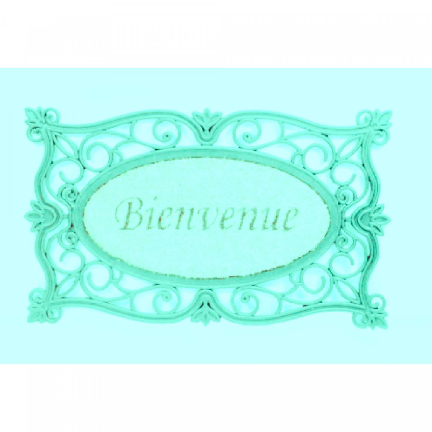 Victorian Bienvenue Rubber &amp; Brush Floormat|Tapis de sol « Bienvenue » en caoutchouc et tapis-brosse de style victorien