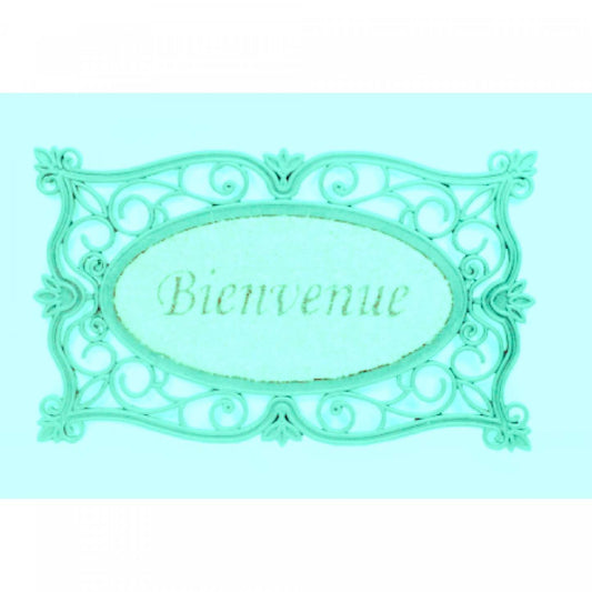 Victorian Bienvenue Rubber &amp; Brush Floormat|Tapis de sol « Bienvenue » en caoutchouc et tapis-brosse de style victorien