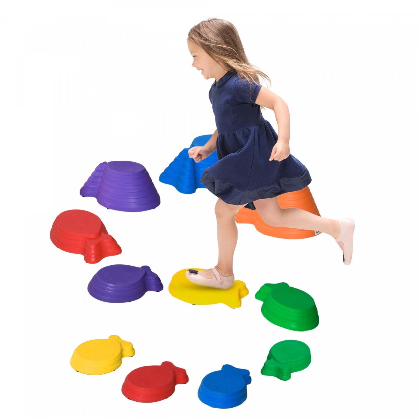 Outsunny 11 Pcs Tremplins D'équilibre Pour Enfants Style De Poisson Course D'obstacles Antidérapante