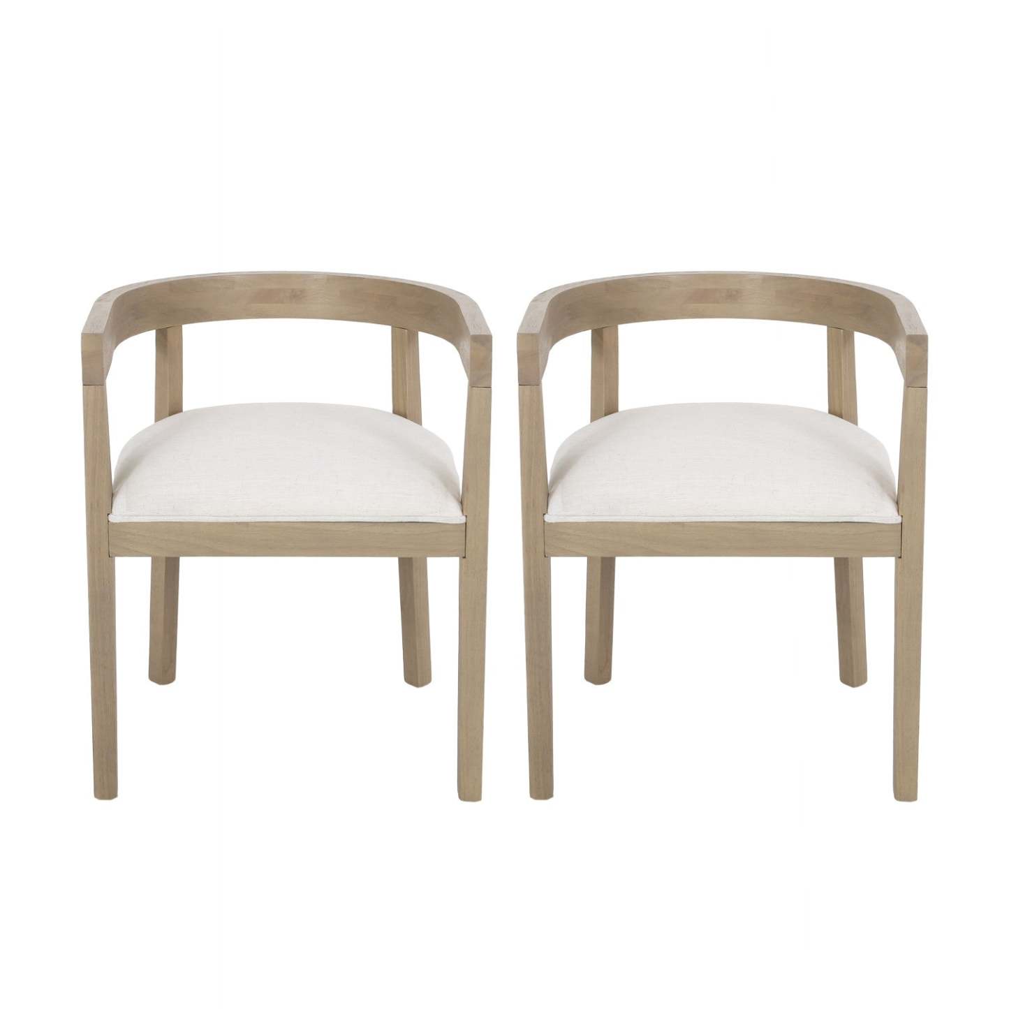 Ensemble de 2 fauteuils de salle à manger Tina avec tissu d'ameublement, style à dossier ouvert - Beige | Ensemble De 2 Fauteuils De Salle À Manger Tina Avec Revêtement En Tissu, Dossier Ouvert - Beige