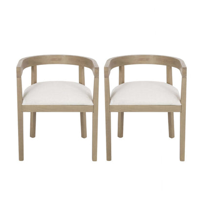 Ensemble de 2 fauteuils de salle à manger Tina avec tissu d'ameublement, style à dossier ouvert - Beige | Ensemble De 2 Fauteuils De Salle À Manger Tina Avec Revêtement En Tissu, Dossier Ouvert - Beige