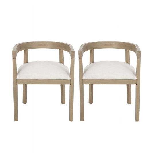 Ensemble de 2 fauteuils de salle à manger Tina avec tissu d'ameublement, style à dossier ouvert - Beige | Ensemble De 2 Fauteuils De Salle À Manger Tina Avec Revêtement En Tissu, Dossier Ouvert - Beige