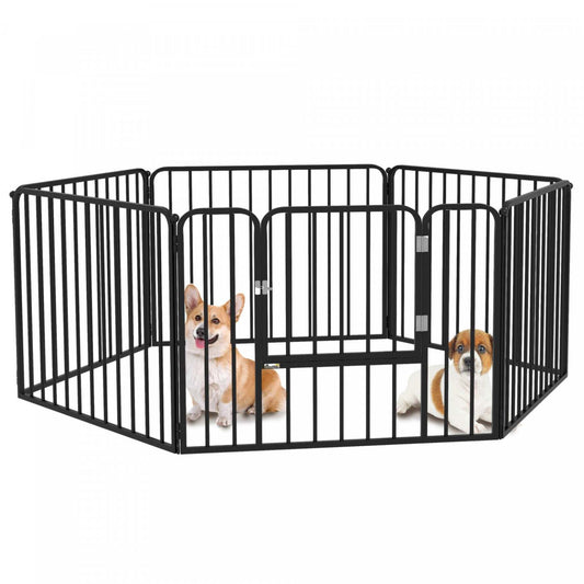 Pawhut Heavy Duty Dog Playpen, 6 Panneaux 24 Hauteur Acier Enclos D'exercice Pour Chiots, Design DIY, Extérieur