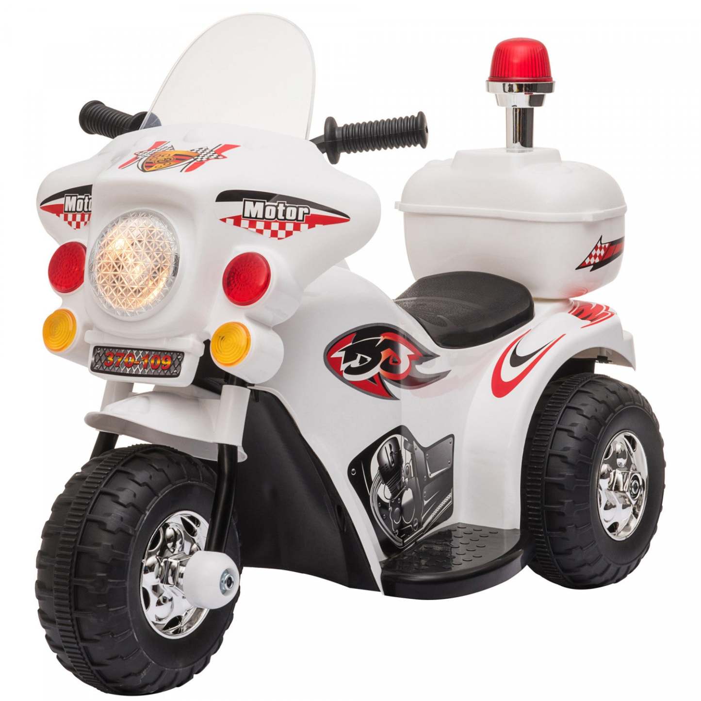Aosom Moto Electrique Pour Enfants Avec Musique Et Boutons De Klaxon, Conception Stable A 3 Roues Et