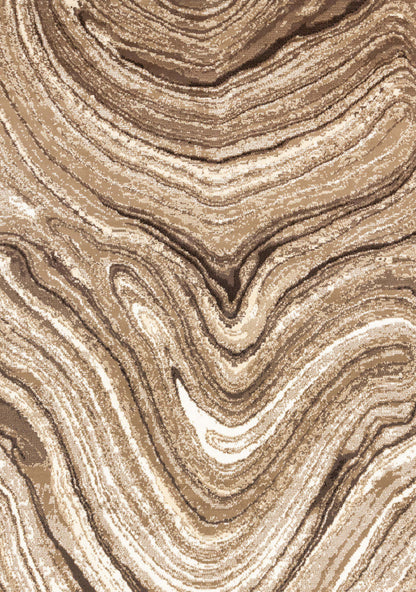 Tapis Forte Brown Cream Soothing Waves Area Rug - 5'3 x 7'5|Tapis Forte brun et crème à motif de vagues apaisantes - 5 pi 3 po x 7 pi 5 po