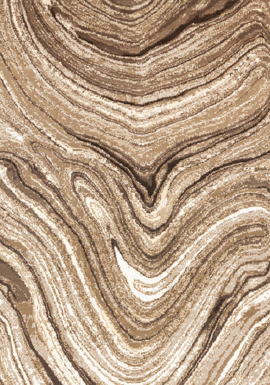 Tapis Forte Brown Cream Soothing Waves Area Rug - 5'3 x 7'5|Tapis Forte brun et crème à motif de vagues apaisantes - 5 pi 3 po x 7 pi 5 po