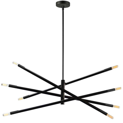 Dainolite Wand 8 Light Chandelier Small Matte Black Lamp|Petit lustre Wand de Dainolite avec fini noir mat et 8 ampoules
