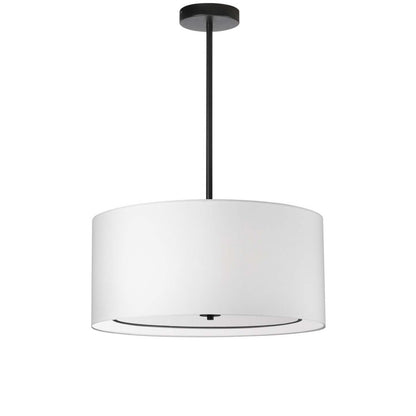 Dainolite Porscha 4 Light Pendant Small Matte Black White Shade Lamp|Petit luminaire suspendu Porscha de Dainolite avec abat-jour blanc, fini noir mat et 4 ampoules