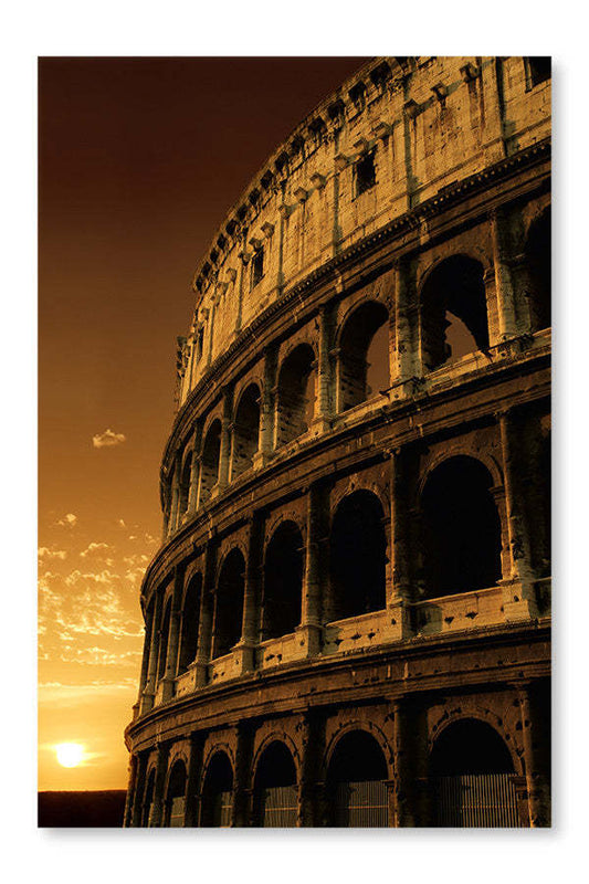 Colosseum Sunrise 24x36 : Cadre d'art mural et panneau de tissu | Colosseum Sunrise 24 po x 36 po : Cadre d'art mural et panneau de tissu | D44GHFXS