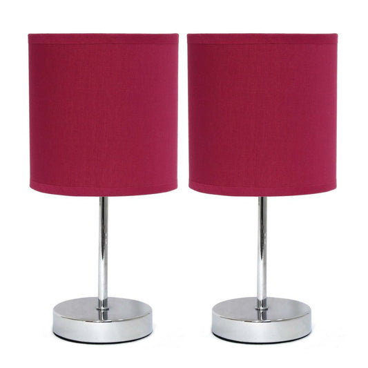 Simple Designs Chrome Mini Basic 2-piece Table Lamp Set - Vin|Ensemble de 2 mini lampes de table de base de Simple Designs chromées - vin