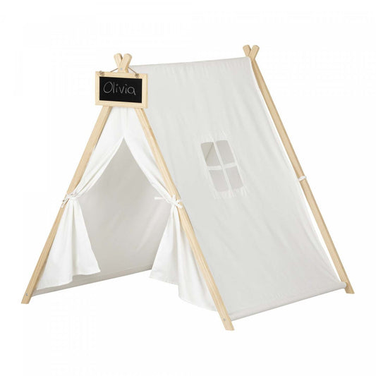 Sweedi Tente de jeu avec tableau - Blanc et Naturel | Sweedi Play Tent With Chalkboard - White and Natural | D83GB966