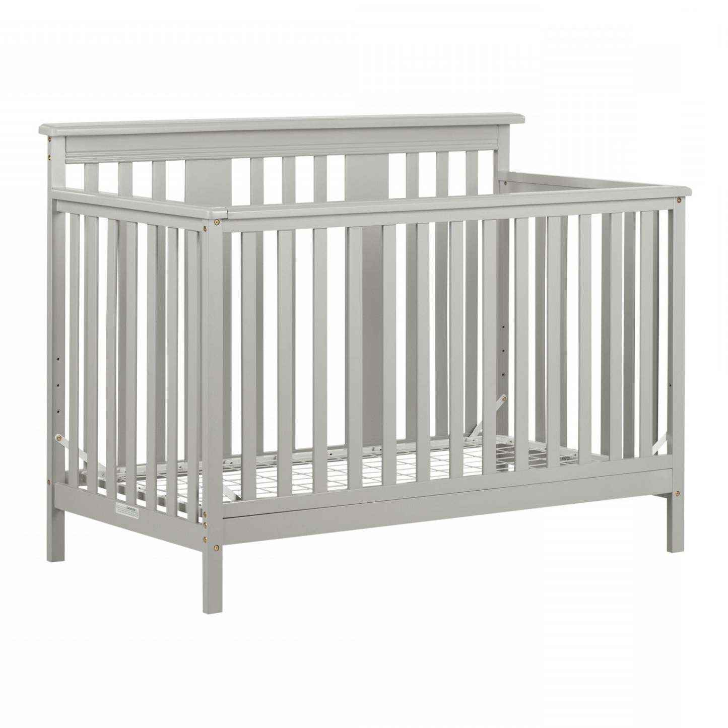 Lit de bébé Cotton Candy 4 hauteurs avec barrière pour tout-petit - Gris doux | Cotton Candy Baby Crib avec barrière de transition - Gris clair | D83GECSR