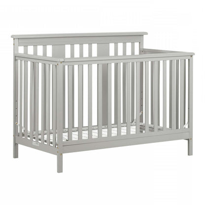 Lit de bébé Cotton Candy 4 hauteurs avec barrière pour tout-petit - Gris doux | Cotton Candy Baby Crib avec barrière de transition - Gris clair | D83GECSR