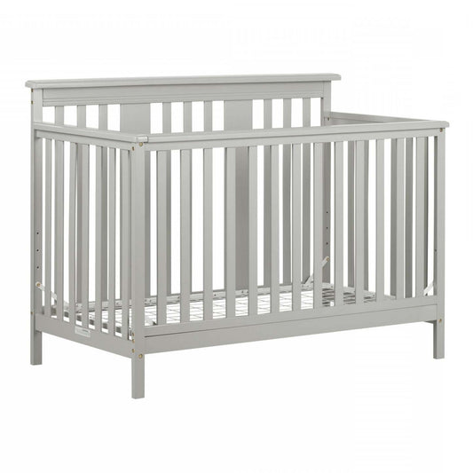 Lit de bébé Cotton Candy 4 hauteurs avec barrière pour tout-petit - Gris doux | Cotton Candy Baby Crib avec barrière de transition - Gris clair | D83GECSR