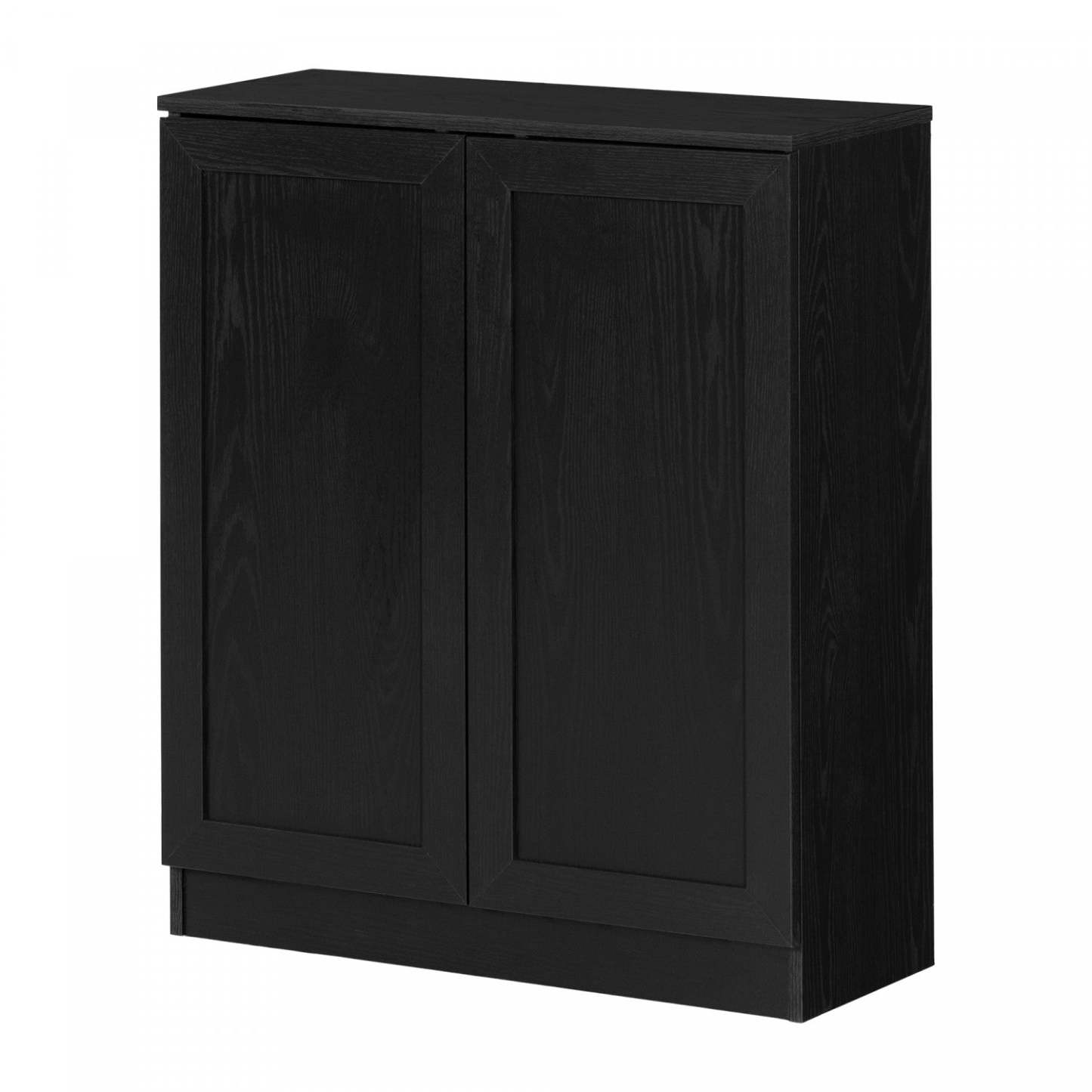 Armoire d'appoint à 2 portes avec tablettes Arum - Chêne noir | Armoire décorative Arum à 2 portes avec tablettes - chêne noir