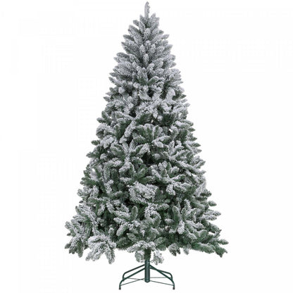 Homcom Arbre de Noël artificiel floqué de 7 pieds avec support en métal, pointes articulées|Homcom Arbre de Noël Artificiel Floconné de 7 Pieds avec Pied en Métal