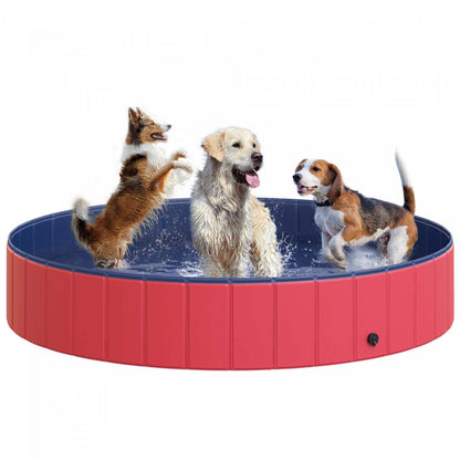 Pawhut Piscine Pliable Pour Chien Portable, Baignoire Pour Chiots Intérieure/Extérieure Avec Antidérapant