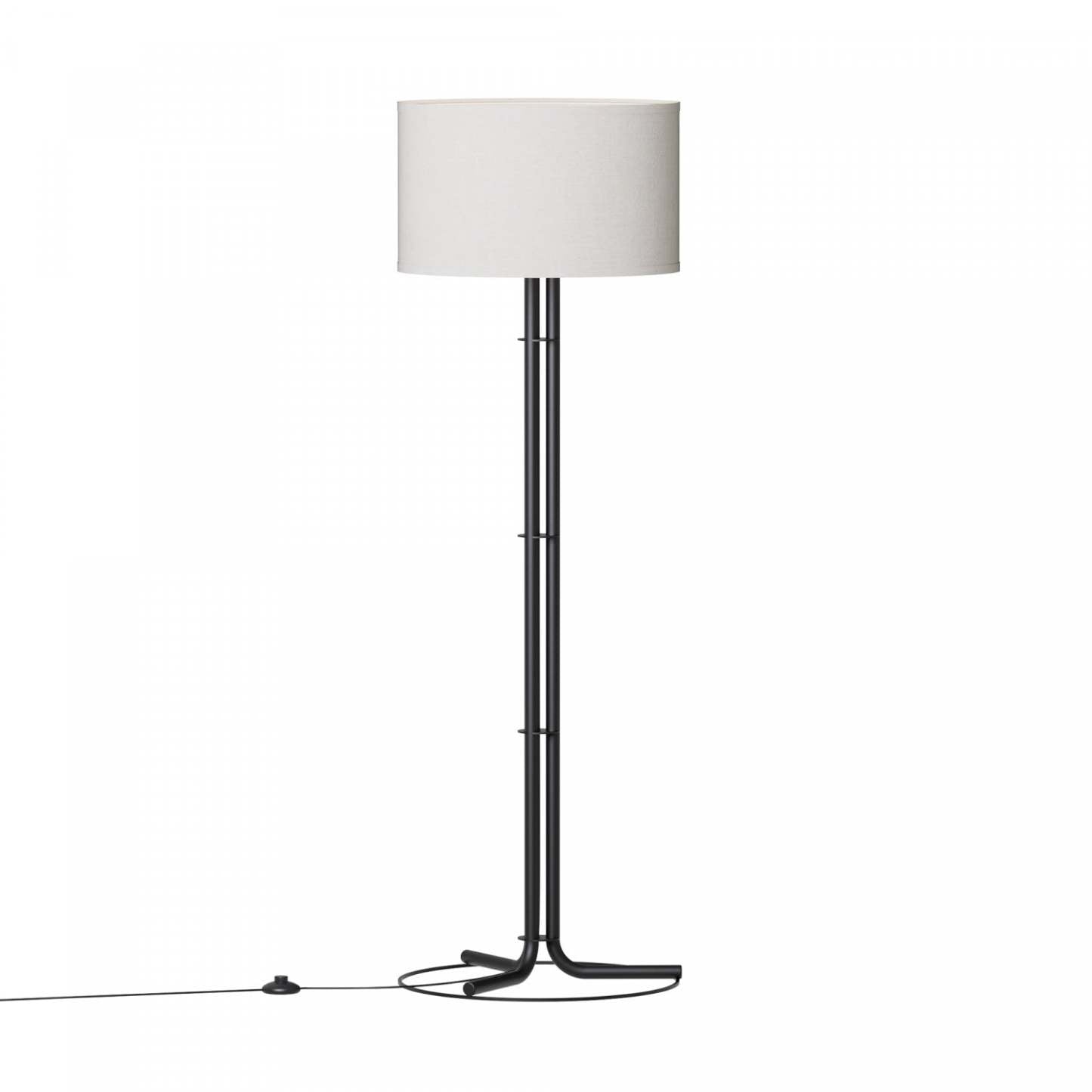 62 Black Floor Lamp with Cylindrical Shade | Lampe à pied noire de 62 po avec abat-jour cylindrique