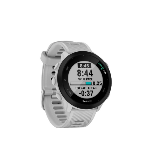 Garmin Forerunner® 55 Montre De Course Gps Intelligente - Suivi Des Sports Et De La Condition Physique, Résistante À L'eau - Blanc