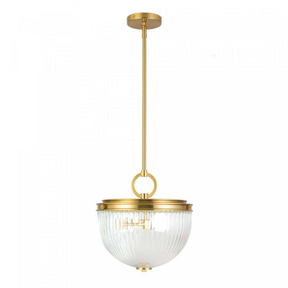 Suspension Myla à 2 lumières, laiton vintage avec lampe en verre nervuré | Suspension A 2 lampes Myla, Laiton Retro Et Verre Nervure